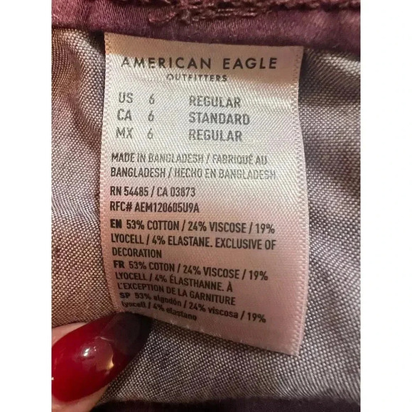 AMERICAN EAGLE HIGH RISE JEGGING STRETCH MAROON WOMENS SIZE 6 - Picture 2 of 7